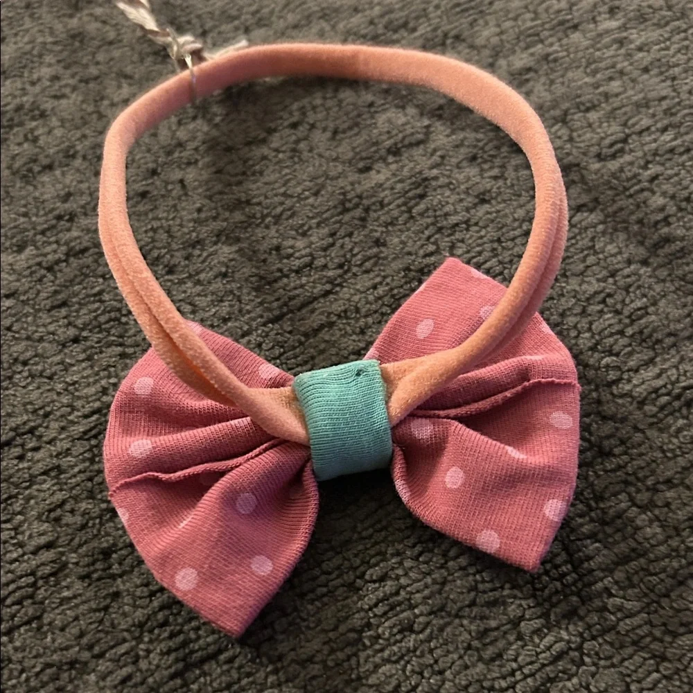 Matilda Jane Clothing Wild Rose polka dot linen Pink Bow Baby Headband